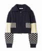 CGP (Women) Crop Patchwork Knit Zip-Up_Navy
