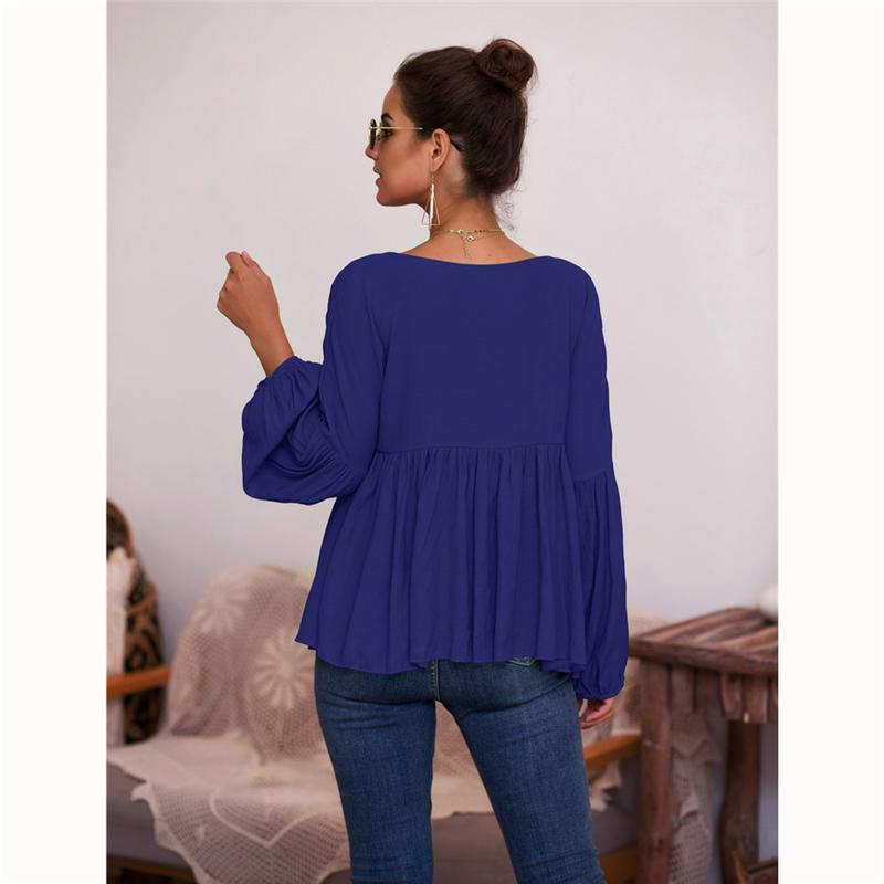 Top Mujer Loose Plus Size Solid Manga Larga Cuello En V Pu 5 Top Mujer Loose Plus Size Solid Manga Larga Cuello En V Pu 5