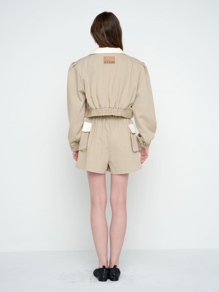 MOIFAIRE Button Wool Shorts / Begie