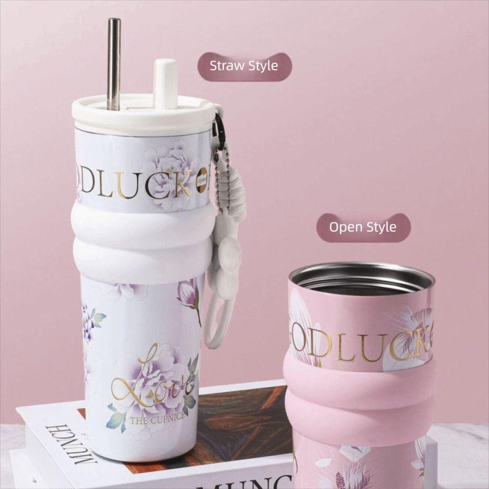 710ML Vacuum Cup Insulation Or Cooling High-Capacity Insulated Cup With Lifting Rope Stainless Steel Thermal Water Bottle
