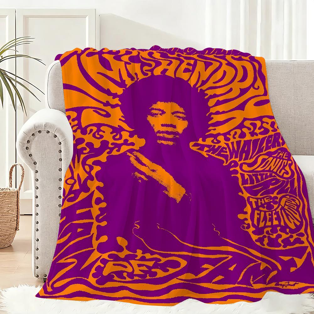 Guitarist Jimi Hendrix Throw Lightweight 240g Flannel Blanket Soft Skin-friendly for Summer Cooling