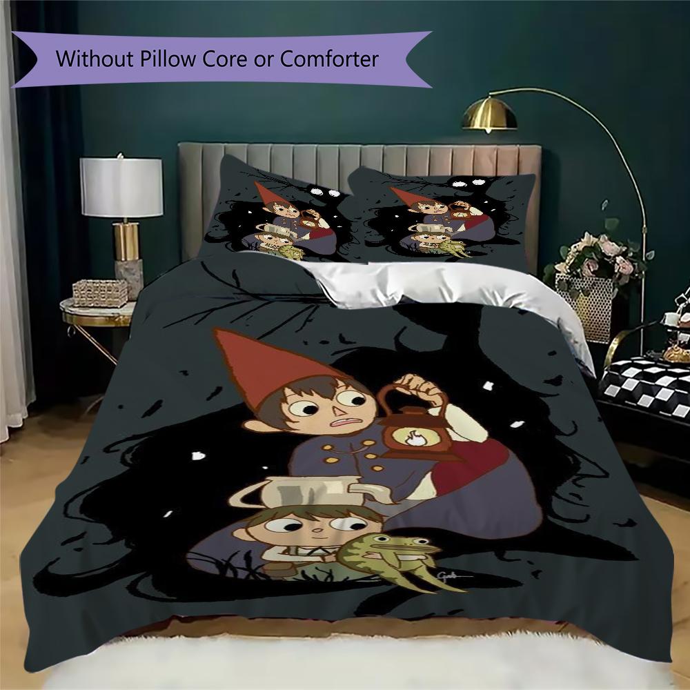 Over the Garden Wall Muster Bettwäsche, Steppbett Set Bettbezug Kissenbezug Haus Geburtstag Geschenk(1 Bettbezug + 2 Kissenbezüge, ohne Füllung)_lx