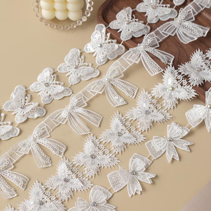 3D Butterfly Lace Trim Fabric  Sewing Accessories For Wedding Dress Clothing Diy Crafts Supplies Flower Decor Ribbon