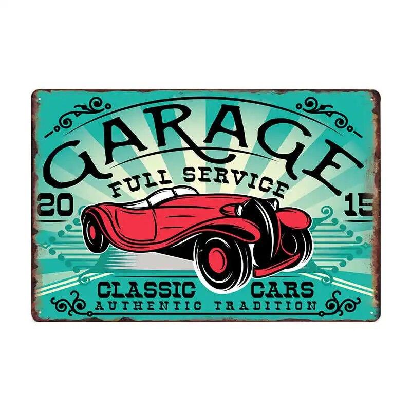 GARAGE FULL SERVICE Vintage Metal Signs Car Garage Retro Poster Bar Wall Decor Plaque Painting Art 20x30 CM