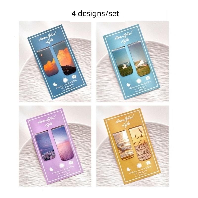 

1/4 упаковки магнитных закладок Beautiful Life для книг, красивые фотографии пейзажей, зажимы для страниц, закладки для книг, уникальный подарок для чтения