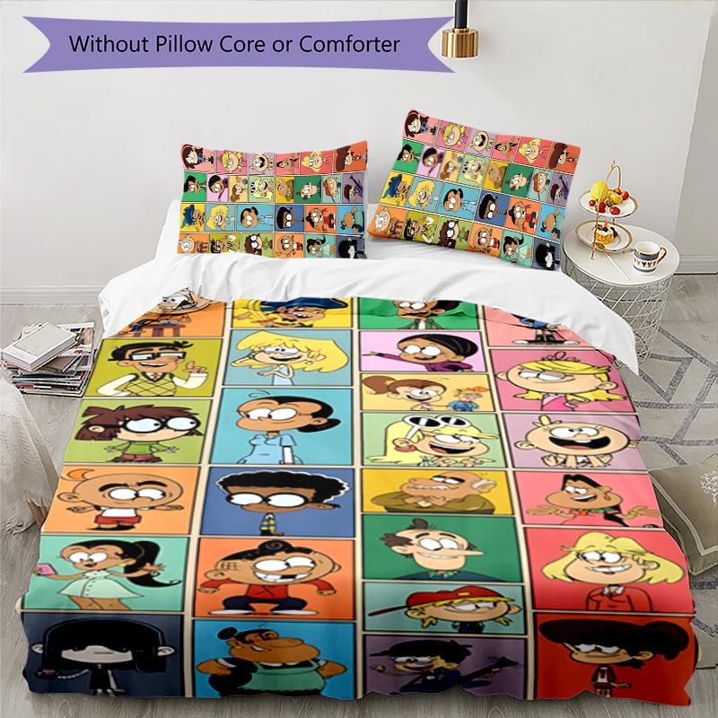Loud House 3pcs Bedding Set Duvet Cover Closure Includes 1 Duvet Cover & 2 Pillowcases for All Seasons Bedroom Home Dorm Decor