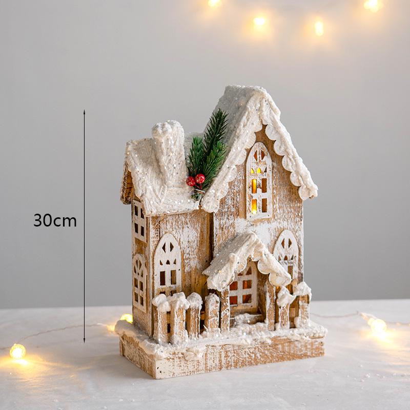 Luminous Wooden Cabin Christmas Decoration Ornament for Shopping Mall Windows