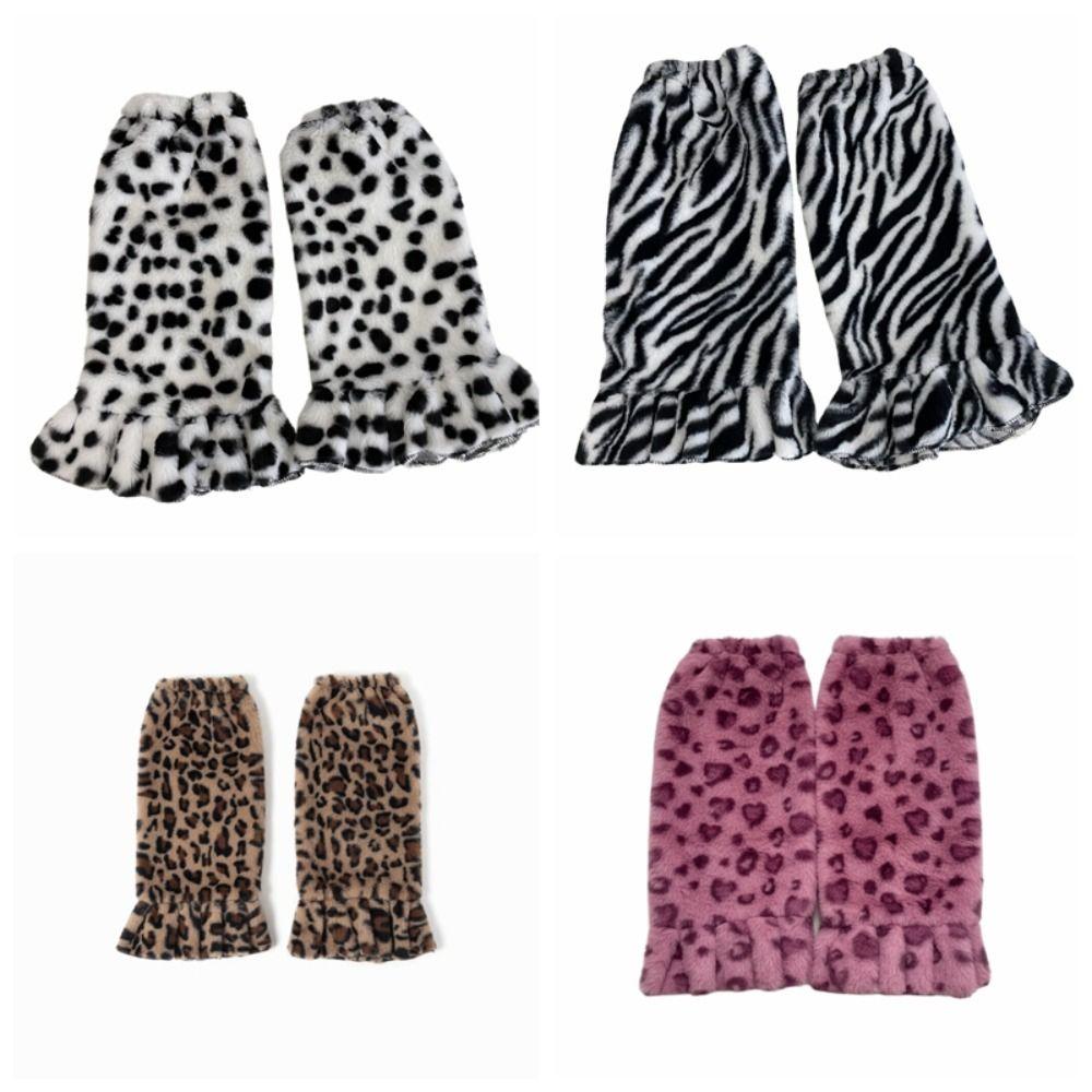 Y2K Furry Leg Warmers Leopard Print Plush Leg Coverings Vintage Winter Leg Warmers  Spicy Girls