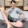 Men Pajamas Set Summer Short-sleeves Sleepwear Casual Cotton Sleepwear  Men Nightwear Shorts Pyjama Homme