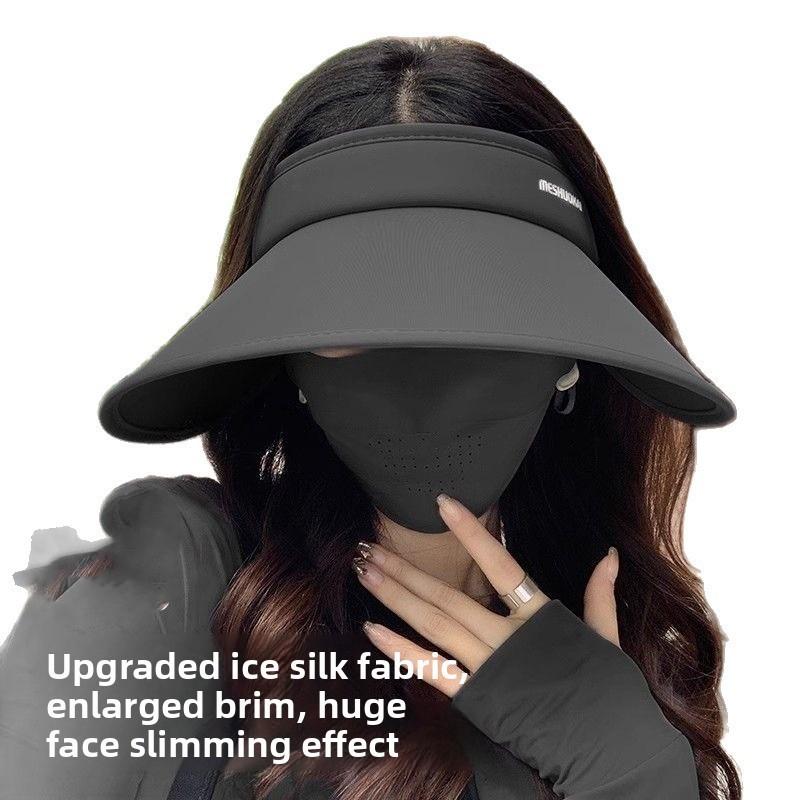 Ice Silk Sun Hat With Wide Brim And Adjustable Wind Rope For Outdoor Use