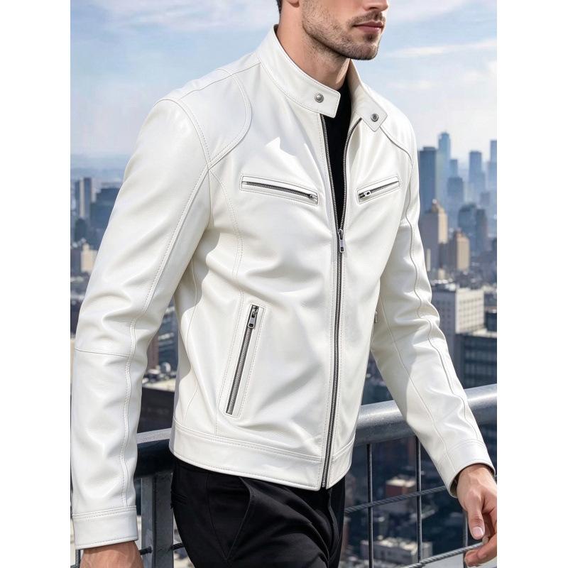 New men's stand-up collar locomotive leather jacket autumn slim-fit short PU leather jacket fashion casual jacket