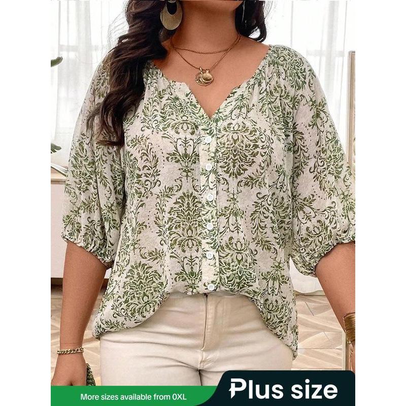 

P 92210 Retro Floral Sun Protection Shirt XXXXL
