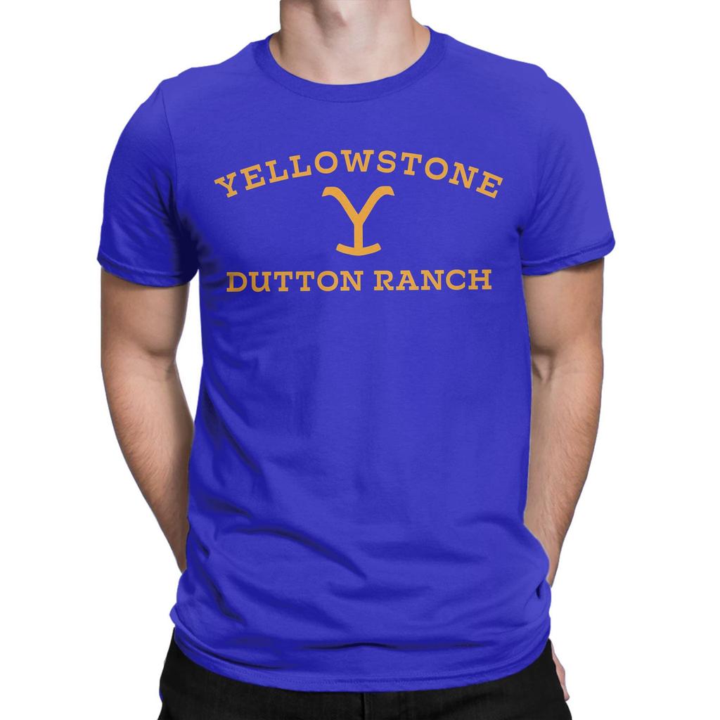 Yellowstone Large Gold Dutton Ranch T-Shirts for Men  Vintage Cotton Tees Crewneck Short Sleeve T Shirt Birthday Gift Clothes