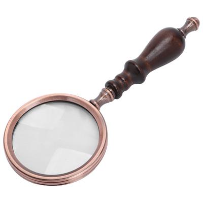 10X Metal Retro Reading Magnifying Glass Elderly Handheld Magnifier with Wooden Handle