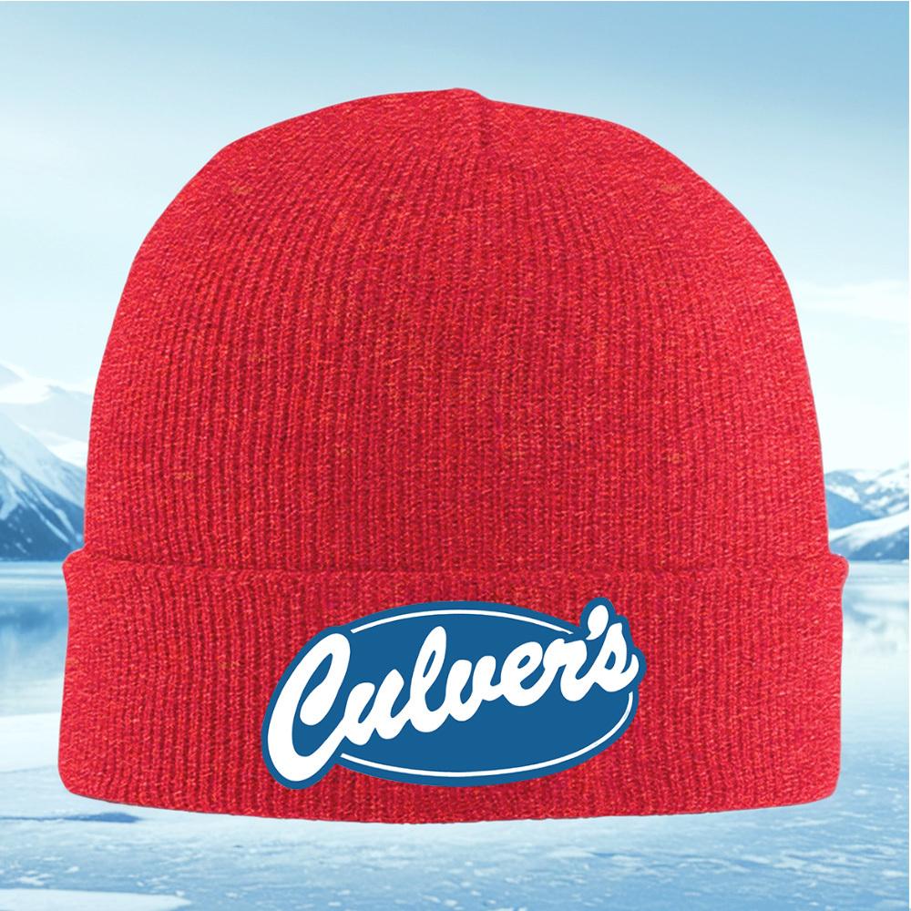 Culvers Logo Weißer Text Blaues Oval Unisex Damen Unisex Strickmütze Beanie Pullovermütze Winter Thermisch Warm Weihnachten Outdoor Radfahren