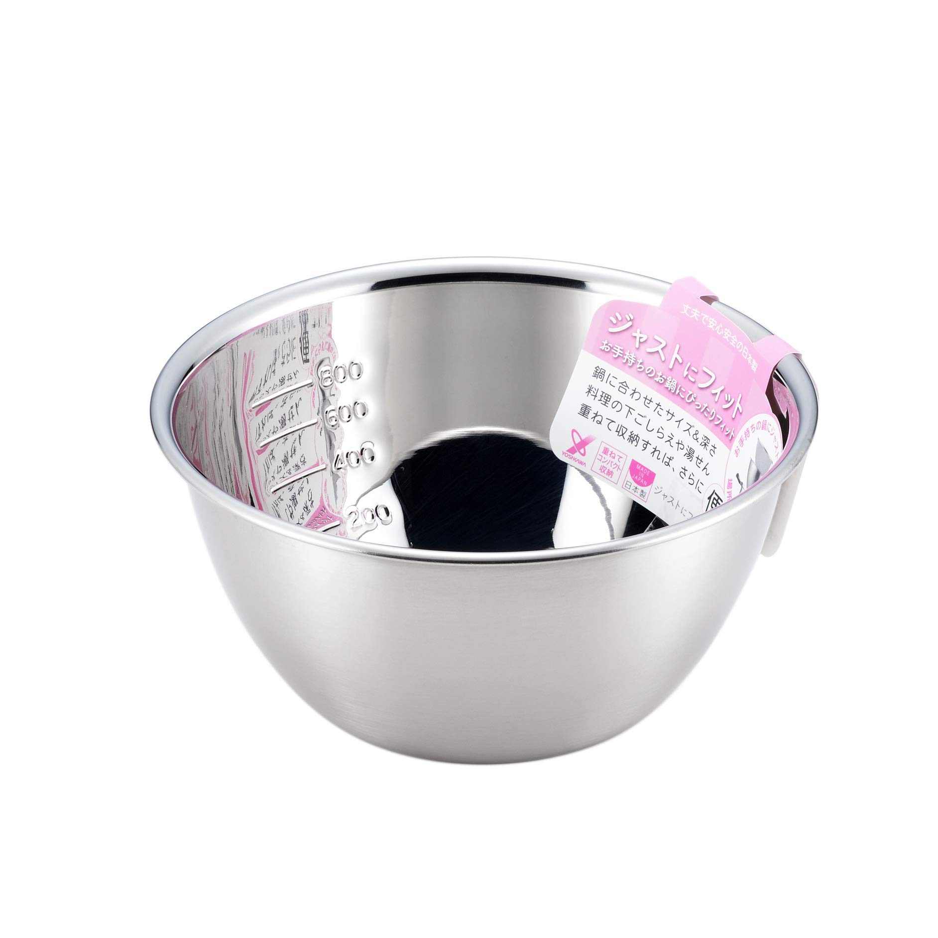 

Yoshikawa Stainless Steel Bowl, 16cm (with graduations), Made in Japan, Fits Perfectly, Gift Wrapping Available, SJ1392