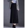 Women's High-Waisted Fishtail Velvet Skirt - Mid-Length Slimming Design for Autumn and Winter