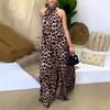 Europäischer französischer Retro-Temperament Leopardenmuster Hals ärmellos Jumpsuit Damen Neu Sommer Hose
