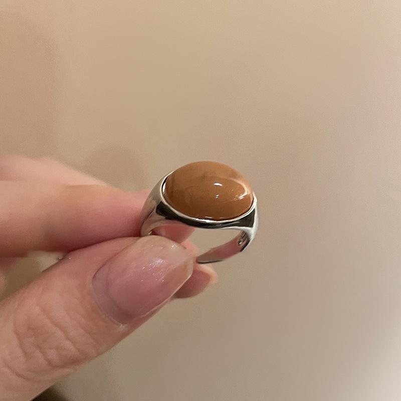 Inel rotund retro turcoaz deschis - Modă high-end în stil curte pentru degetul arătător