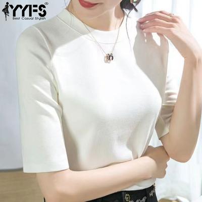 Women's Fashion Casual Summer Spring Solid Color Print 1/2 Sleeves O-Neck Blouses & Shirts