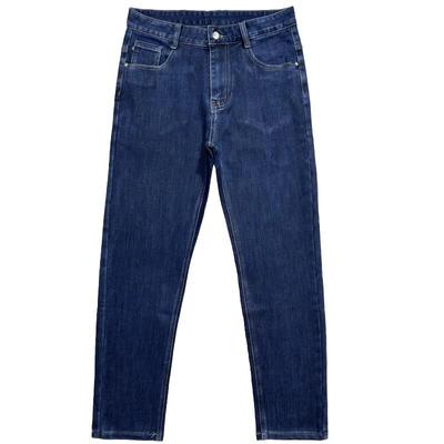 Jeans Men'S Autumn Stretch Casual Business Blue Middle-Aged Deep Cut High Waisted Straight Leg Pants Comfortable And Versatile