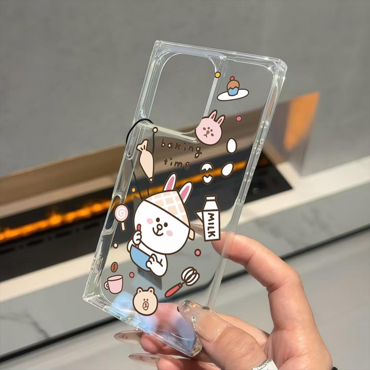 

Clear Square Back Tube Case Protection For iPhone 11 15 Plus 16 ProMax 12 14 Pro Max 13 Anti-Oxygen,Radish Rabbit Pattern Casing iphone 11 ProMax