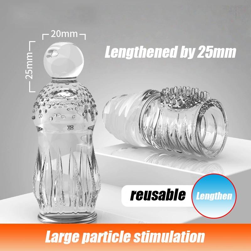 Reusable Penis Extender Cock Rings Delay Ejaculation Penis Condoms Dick Sleeve Glans Cover Enlargement Sex Toys For Men