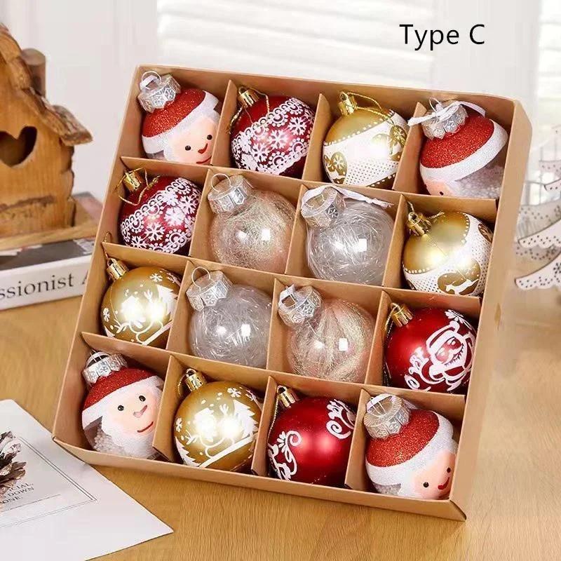 16PCS Red And Gold Christmas Ball Ornaments Set Festive Patterned Xmas Tree Decorations For Holiday Season