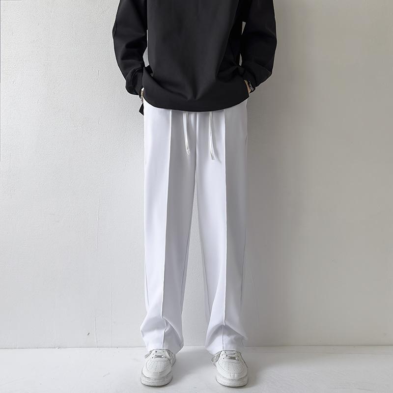 

Деловая мужская одежда Y2K, черные, белые, прямые брюки с высокой талией, спортивные штаны, повседневные мешковатые модные костюмы на шнурке, брюки Harajuku, роскошные для женщин 3XL белый
