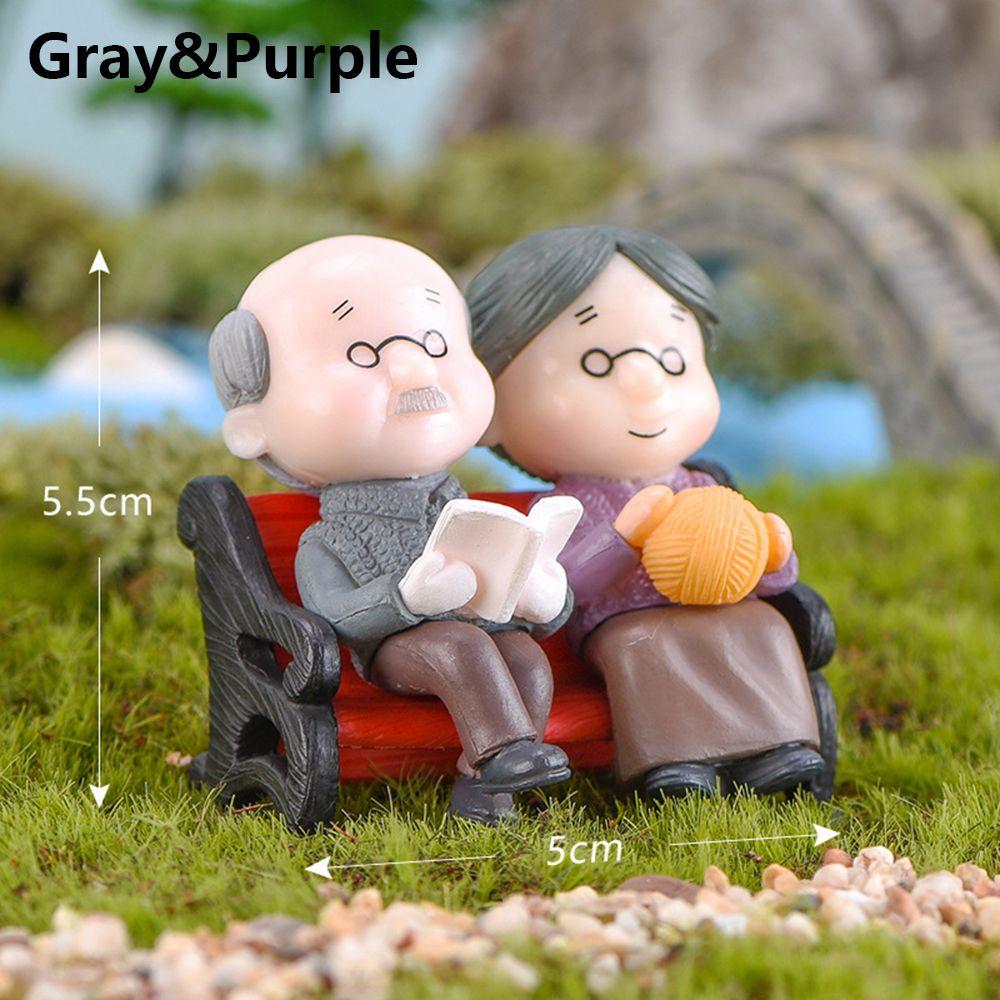 

Fairy Garden Micro Landscape Couple Dolls Miniatures Toy Grandparents Figurines Home Decor 5x5.5cm серый/фиолетовый