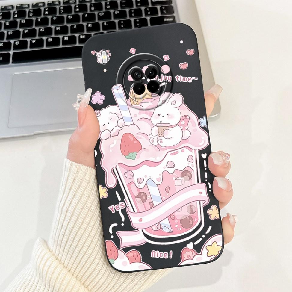 For Huawei Y9a Case Fashion Cute Cartoon Luxury Flowers Silicone Back Cover For Huawei Y9a Phone Case Shockproof Bumper FRL-L22