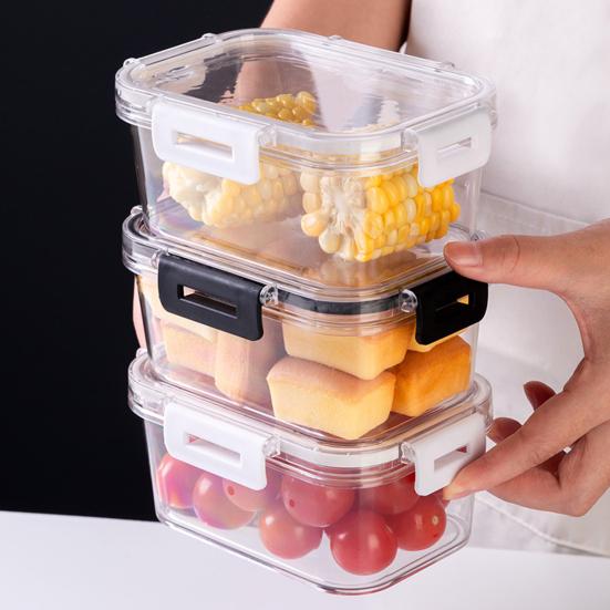 

Sealed Box Thickened Strong Sealing Stackable PET Travel School Office Portable Lunch Bento Box with Lid for Daily Life чорний
