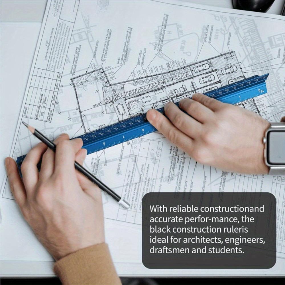 

1pc Aluminum Triangular - Professional Architectural Scale Ruler for Blueprints & Designs, Durable Metal Drafting Tool 1pc чорний
