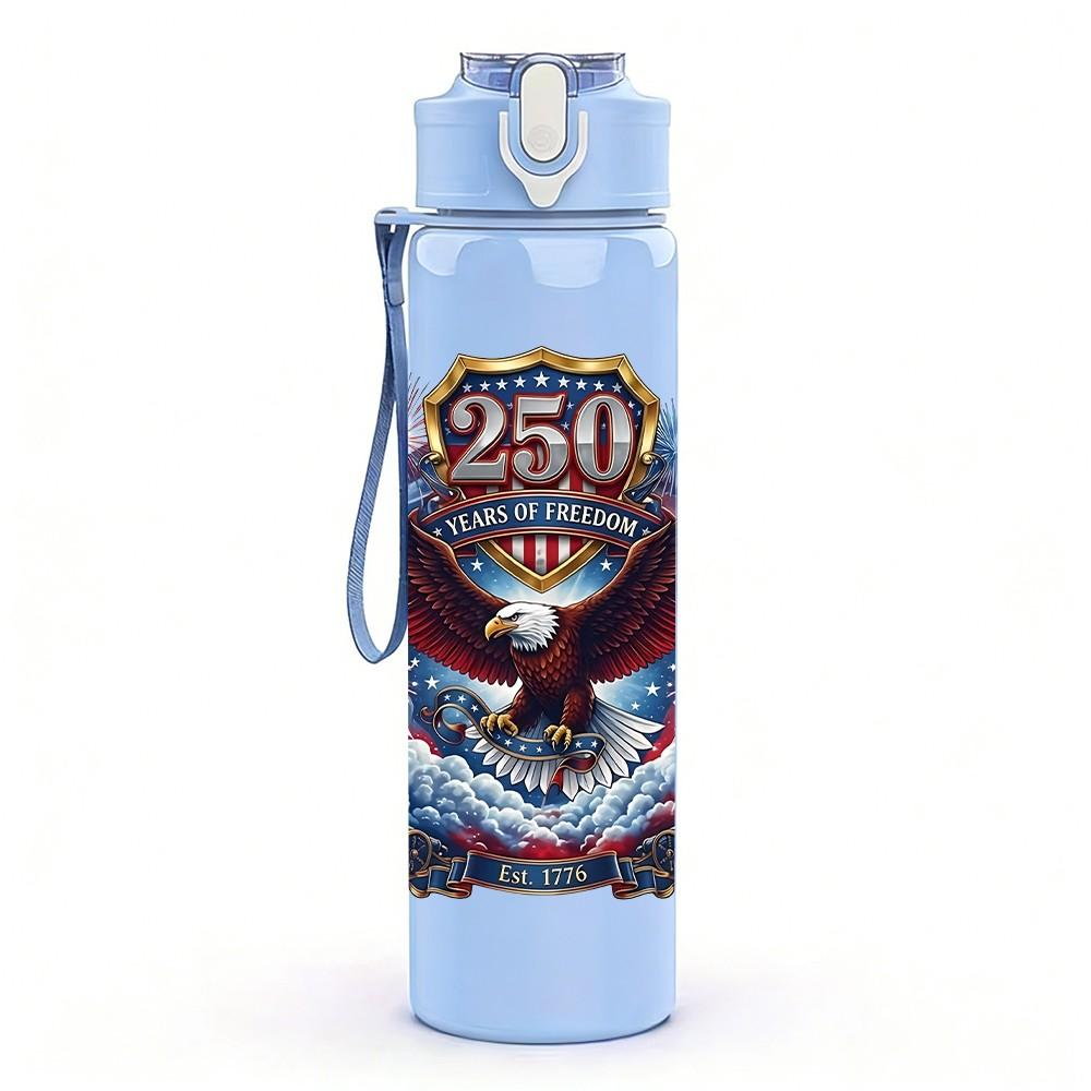 1PC Retro Eagle Emblem 750ml Color Plastic Sports Water Bottle Leakproof Flip Straw Lid Suitable for Sports Office Home Use