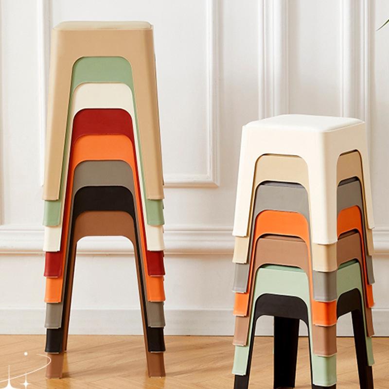 Stackable Non-slip Upholstered Plastic Stool for Dining, Living Room & Storage