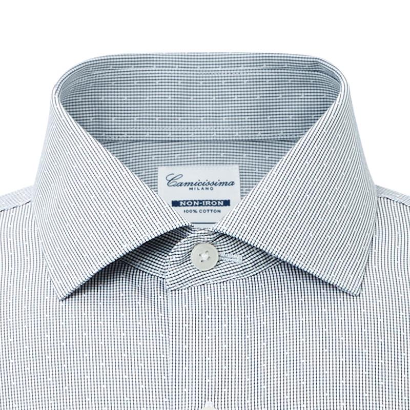 Мужская светло-серая рубашка CAMICISSIMA с коротким рукавом, приталенного кроя, не требующая глажки 40