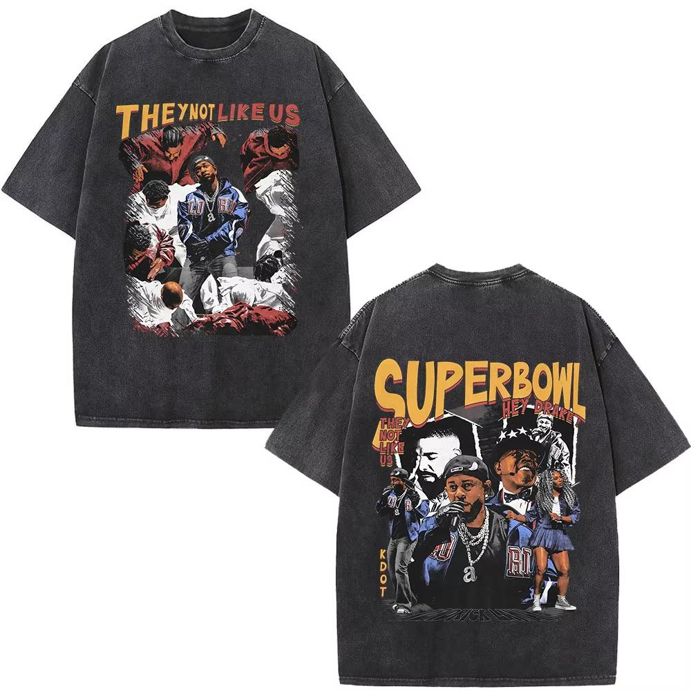 Rapper Kendrick Lamar DAMN Washed Tshirt Mens Women Clothing Fashion Vintage Casual Oversized Short Sleeve T Shirts Streetwear