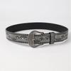 Shimmering PU Waist Belt with Carved Floral Buckle for Girls Jeans Skirt Decor