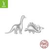 S925 Sterling Silver Asymmetric Dinosaur Stud Earrings Personalized Animal Plain Silver Stud Earrings For Men And Women