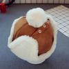 0-2 Years Baby Boys Hat Plush Lining Ear Flap Autumn Winter Infant Thick Warm Plush Ball Cap for Daily Wear