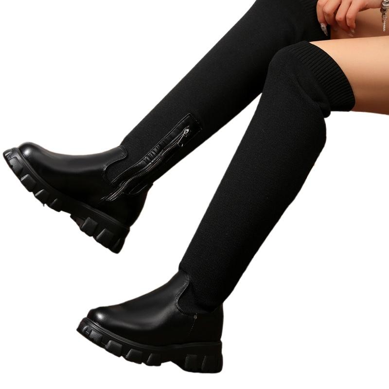 

Женские высокие сапоги тренд замша высокие каблуки осень зима новые платформа танкетки челси сапоги женские массивные выше колена сапоги 43 43