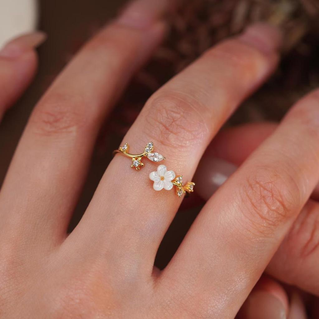 Silver Art Origin S925 Sterling Silver Adjustable Flower Ring for Women - Stylish Daily Wear & Travel Pinky Ring