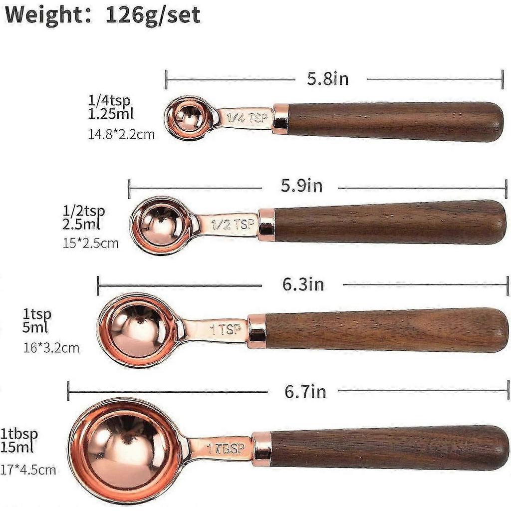 Measuring Spoons Stainless Steel Set of 4 - Rose Gold