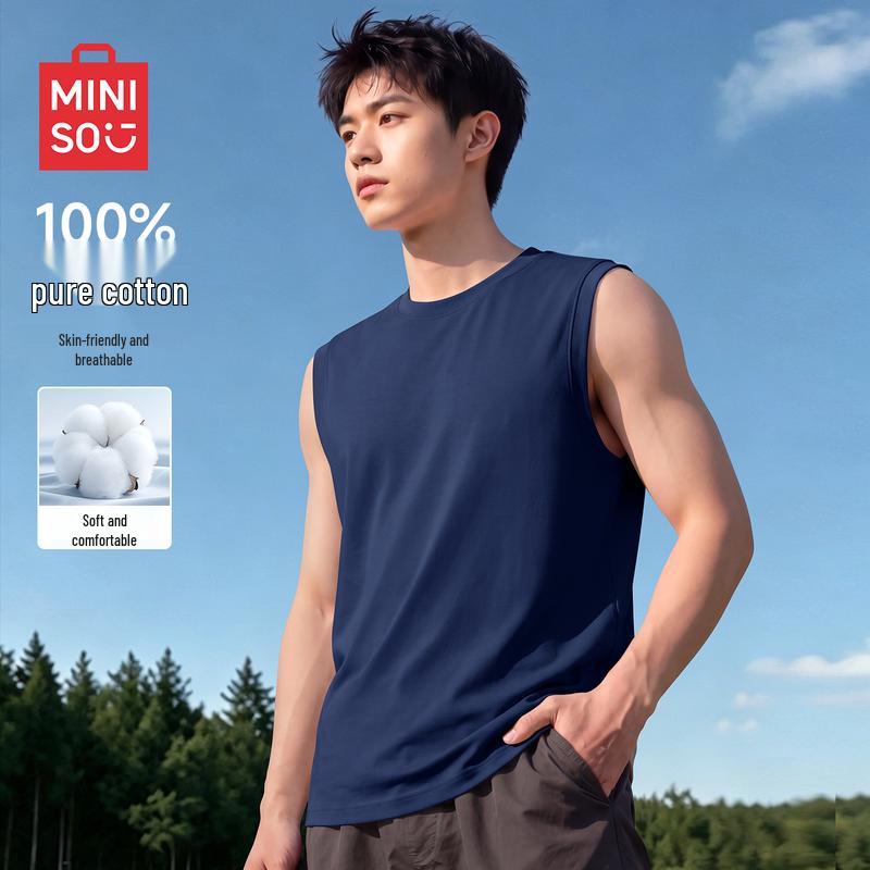 MINISO Men's Pure Cotton Sleeveless Vest