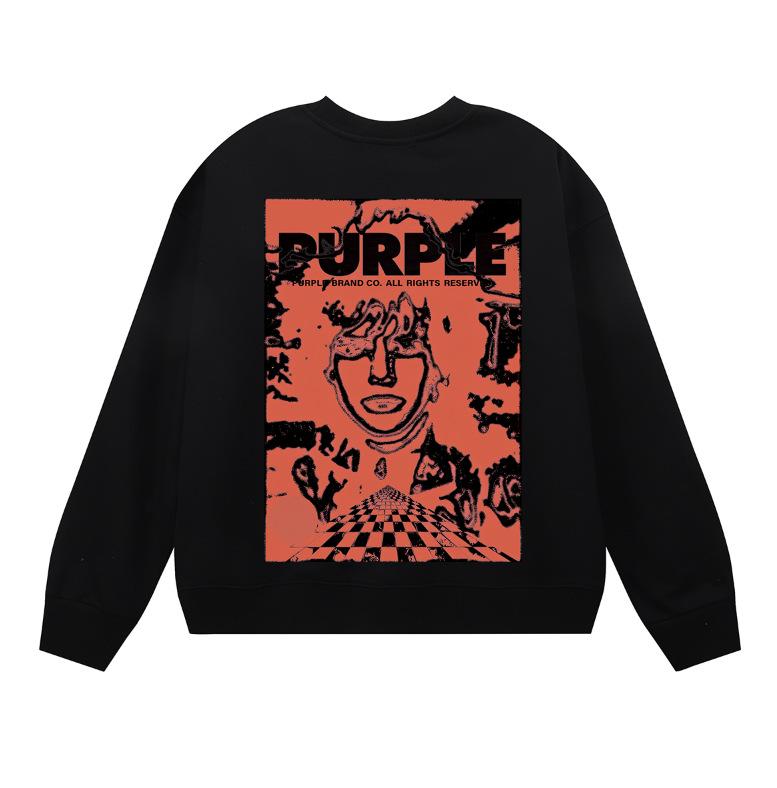 Grenzüberschreitender E-Commerce Herbst und Winter Lila klassischer Buchstabenaufdruck Amerikanische Streetwear Trendmarke schwerer Pullover Frottee Pullover