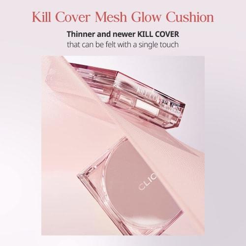 CLIO KILL COVER MESH GLOW CUSHION SPF50+ PA++++ (#2 LINGERIE) Korean Cosmetics Transparent Glossy Skin Serum Pore Cover UV Protection