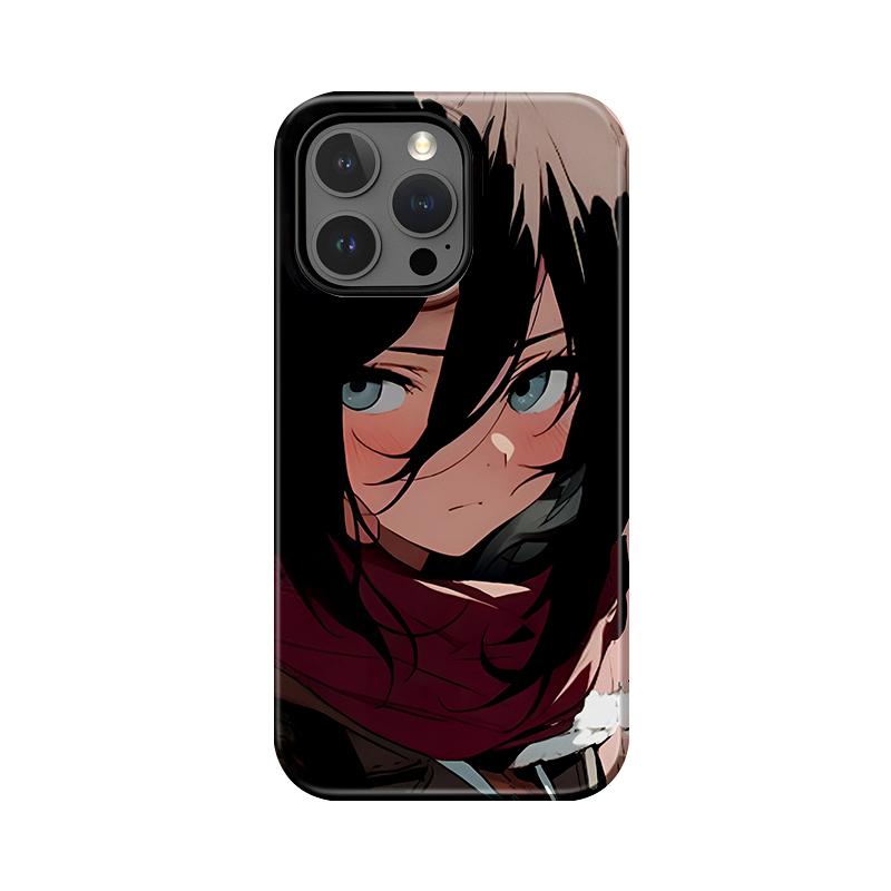 

Sublimation Coated Glossy Phone Case Hard Plastic + Soft TPU Shell Mikasa Ackerman Patterned Full Protective Back Cover for iPhone Samsung iPhone 7 / iPhone 8