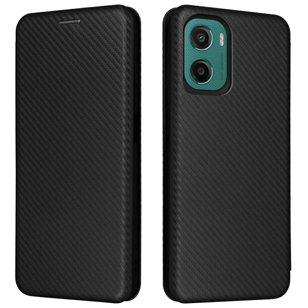 For Motorola Moto G05 4G/E15 4G Case Carbon Fiber Texture Drop-Proof PU Leather Phone Cover