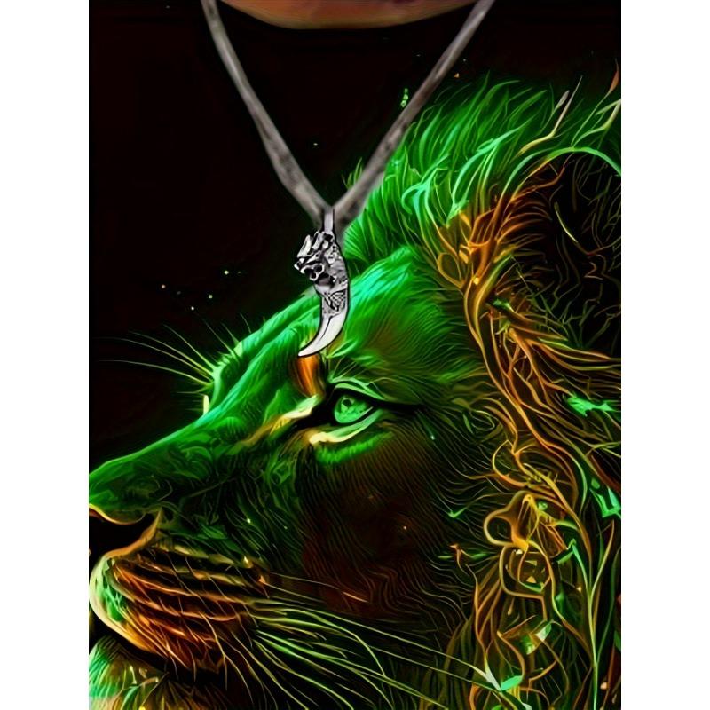 Men's Green Glow Lion 3D Printed T-Shirt Casual Short Sleeve Crewneck Top Cool Neon Animal King Graphic Tee Trendy Hip Hop Style Streetwear Fashion