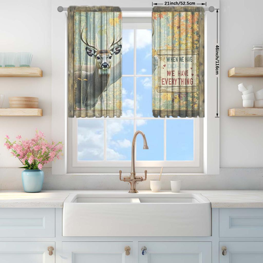 2 Panels Deer Board Pattern Window Curtains   Distinctive Printed Curtains   Suitable for Gifting To Family and Friends